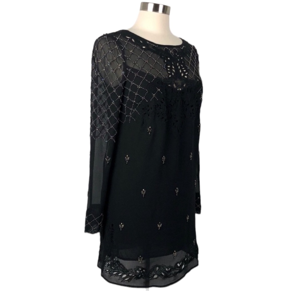 Free People Beaded Black Embroidered Dress - Picture 4 of 16